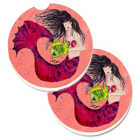 Carolines Treasures Mermaid Set of 2 Cup Holder Car Coaster 8338CARC